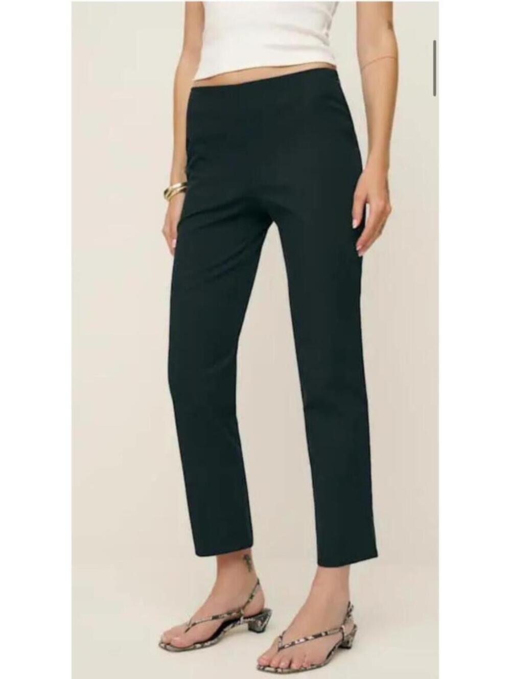 NWT Reformation Mid Rise Straight Leg Cropped Black PAIGE Pant work quiet luxury